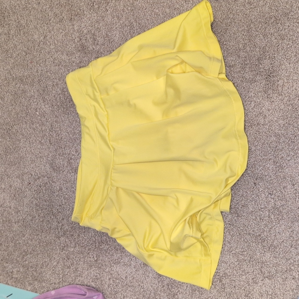 Oh La La Dancewear Bright Yellow Skirt with Built In Shorts Size Child XL
